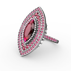 Mabeyn Mekik Yüzük - Rodolit garnet 8 ayar beyaz altın yüzük #ifctnp