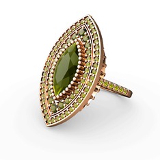 Mabeyn Mekik Yüzük - Peridot 925 ayar rose altın kaplama gümüş yüzük #jkx25w