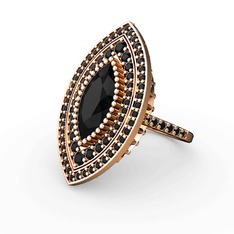 Mabeyn Mekik Yüzük - Siyah zirkon 8 ayar rose altın yüzük #le9t1g