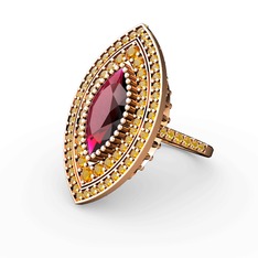 Rodolit garnet ve sitrin 18 ayar rose altın yüzük