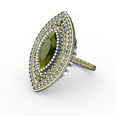 Mabeyn Mekik Yüzük - Peridot 14 ayar beyaz altın yüzük #onxkdo