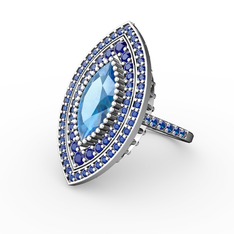 Mabeyn Mekik Yüzük - Akuamarin ve lab safir 925 ayar gümüş yüzük #q5rvm0