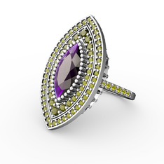 Mabeyn Mekik Yüzük - Ametist ve peridot 925 ayar gümüş yüzük #rde3df