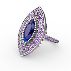 Mabeyn Mekik Yüzük - Lab safir ve ametist 14 ayar beyaz altın yüzük #syprky