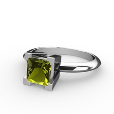 Peridot 18 ayar beyaz altın yüzük