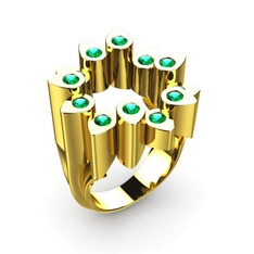 Rama Yüzük - Yeşil kuvars 925 ayar altın kaplama gümüş yüzük #12vwtbw