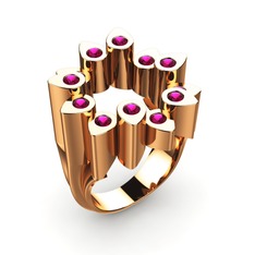 Rodolit garnet 925 ayar rose altın kaplama gümüş yüzük