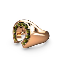 Peridot 8 ayar rose altın yüzük