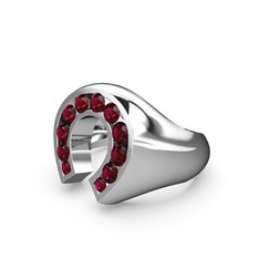 Rodolit garnet 14 ayar beyaz altın yüzük