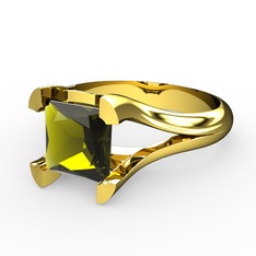 Prenses Tektaş Yüzük - Peridot 925 ayar altın kaplama gümüş yüzük #f320cy