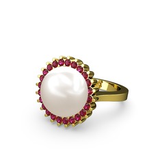 Gün Işığı İnci Yüzük - Inci ve rodolit garnet 8 ayar altın yüzük #16bd971
