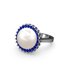 Inci ve lab safir 925 ayar gümüş yüzük