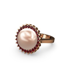 Pembe inci ve garnet 14 ayar rose altın yüzük