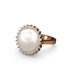 Gün Işığı İnci Yüzük - Inci ve swarovski 14 ayar rose altın yüzük #1jreh6p