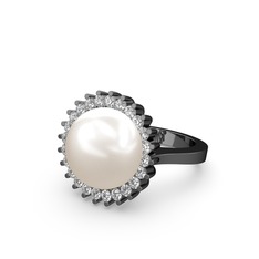 Inci ve swarovski 925 ayar siyah rodyum kaplama gümüş yüzük