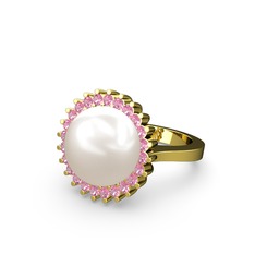 Gün Işığı İnci Yüzük - Inci ve pembe kuvars 8 ayar altın yüzük #dbngpo
