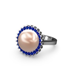 Gün Işığı İnci Yüzük - Pembe inci ve lab safir 14 ayar beyaz altın yüzük #eyu3e7