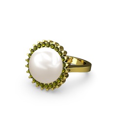 Gün Işığı İnci Yüzük - Inci ve peridot 14 ayar altın yüzük #guglhw