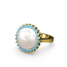 Gün Işığı İnci Yüzük - Inci ve akuamarin 8 ayar altın yüzük #rapygx