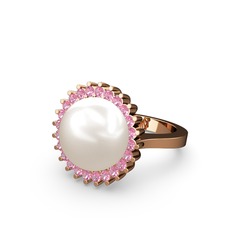 Inci ve pembe kuvars 14 ayar rose altın yüzük