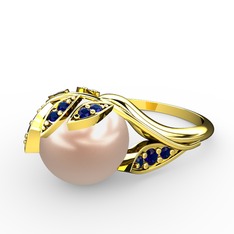 Pembe inci ve lab safir 18 ayar altın yüzük