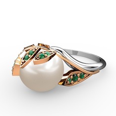 Inci ve yeşil kuvars 18 ayar rose altın yüzük