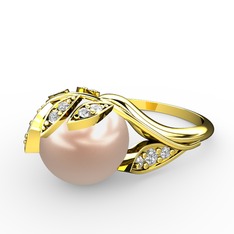 Pembe inci ve swarovski 18 ayar altın yüzük