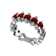 Garnet 14 ayar beyaz altın yüzük