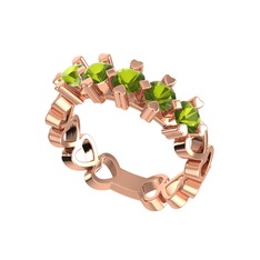 Prime Kalp Yüzük - Peridot 8 ayar rose altın yüzük #p36dle