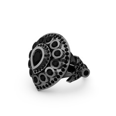 Mihrişah Elmas Yüzük - Siyah zirkon 925 ayar siyah rodyum kaplama gümüş yüzük #14fd1hm