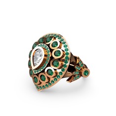 Mihrişah Elmas Yüzük - Swarovski ve yeşil kuvars 8 ayar rose altın yüzük #14qd08g