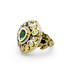 Mihrişah Elmas Yüzük - Yeşil kuvars ve swarovski 18 ayar altın yüzük #14rvt7l