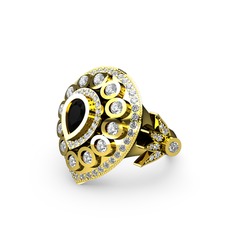 Mihrişah Elmas Yüzük - Siyah zirkon ve swarovski 18 ayar altın yüzük #14uwnng
