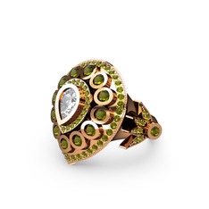 Mihrişah Elmas Yüzük - Swarovski ve peridot 18 ayar rose altın yüzük #18jv8gl