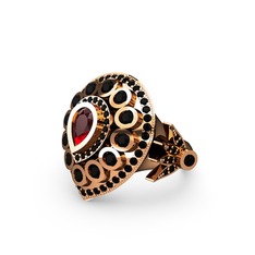 Mihrişah Elmas Yüzük - Garnet ve siyah zirkon 14 ayar rose altın yüzük #19zbjp2