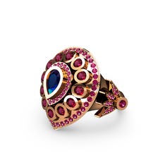 Lab safir ve rodolit garnet 8 ayar rose altın yüzük
