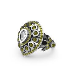 Swarovski ve peridot 14 ayar beyaz altın yüzük