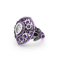 Mihrişah Elmas Yüzük - Swarovski ve ametist 925 ayar gümüş yüzük #1htgkva