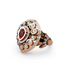 Garnet ve swarovski 8 ayar rose altın yüzük
