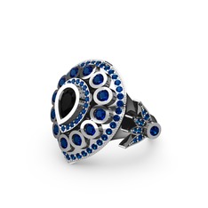 Mihrişah Elmas Yüzük - Siyah zirkon ve lab safir 925 ayar gümüş yüzük #1mdaxn2