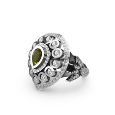 Mihrişah Elmas Yüzük - Peridot ve swarovski 8 ayar beyaz altın yüzük #1mt1vs3