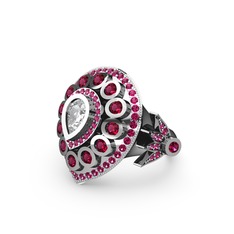 Swarovski ve rodolit garnet 18 ayar beyaz altın yüzük