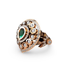 Mihrişah Elmas Yüzük - Yeşil kuvars ve swarovski 14 ayar rose altın yüzük #1rswyt3