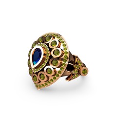 Lab safir ve peridot 14 ayar rose altın yüzük
