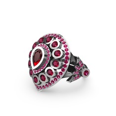 Garnet ve rodolit garnet 14 ayar beyaz altın yüzük