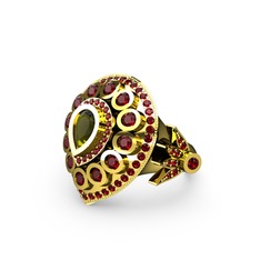 Peridot ve garnet 18 ayar altın yüzük