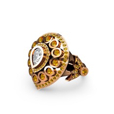 Mihrişah Elmas Yüzük - Swarovski ve sitrin 18 ayar rose altın yüzük #62rcm0