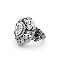 Beyaz zirkon ve swarovski 14 ayar beyaz altın yüzük