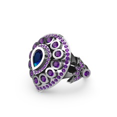 Lab safir ve ametist 14 ayar beyaz altın yüzük