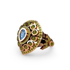 Akuamarin ve peridot 18 ayar rose altın yüzük
